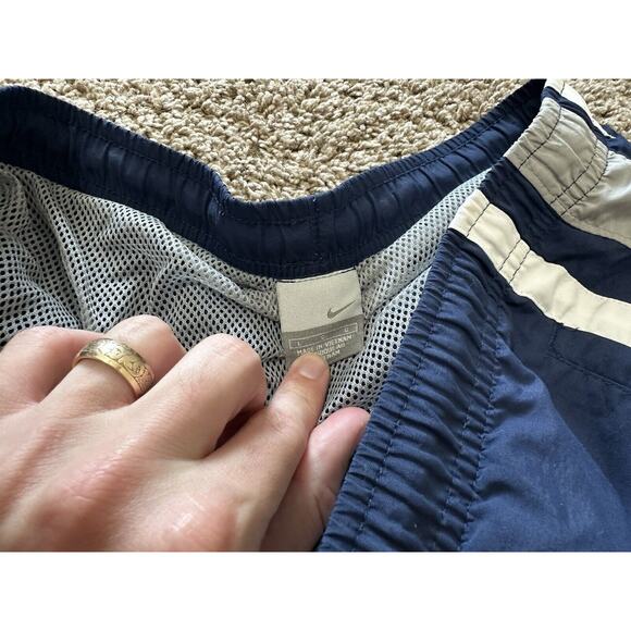 Vintage Nike Y2K Baggy Shorts Size L Navy Blue Gray Track Shorts - Picture 5 of 6